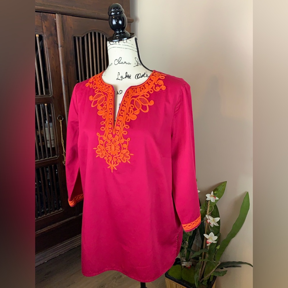 Vintage Jones New York Embroidered Cotton Tunic Coverup